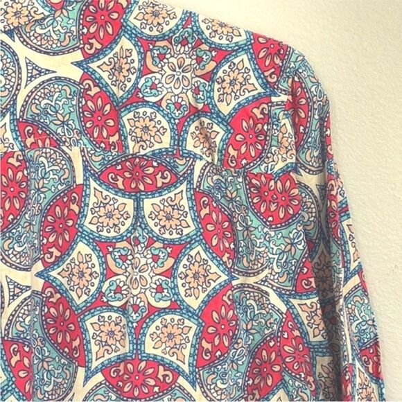 Talbots | Garden Medallion Women’s Pink Blue Petite Button Down Dress Shirt - Picture 13 of 16